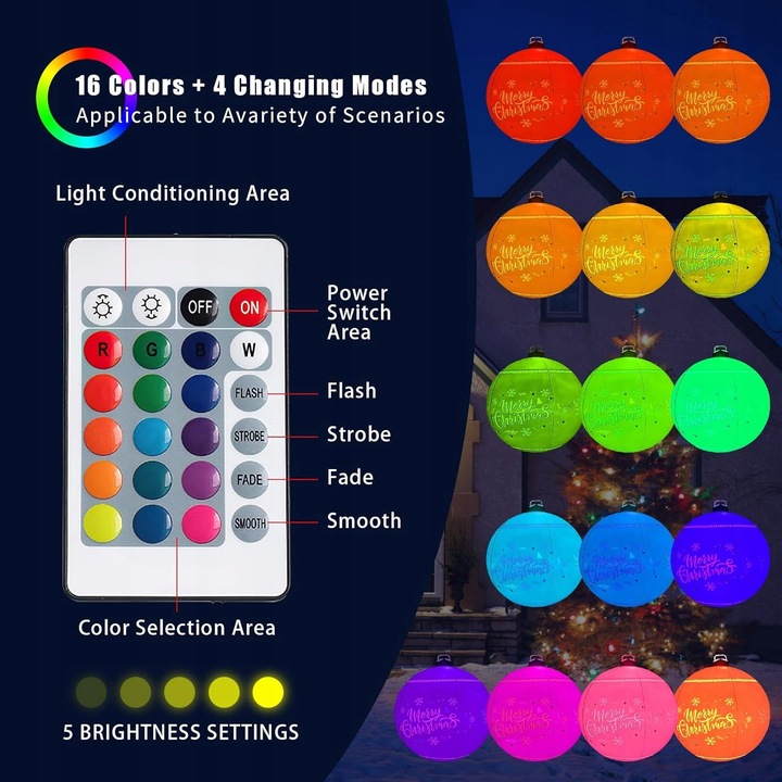 ŚWIECĄCA DMUCHANA BOMBKA do DOMU OGRODU 60cm 16xPROGRAM ŚWIĘTA PREZENT