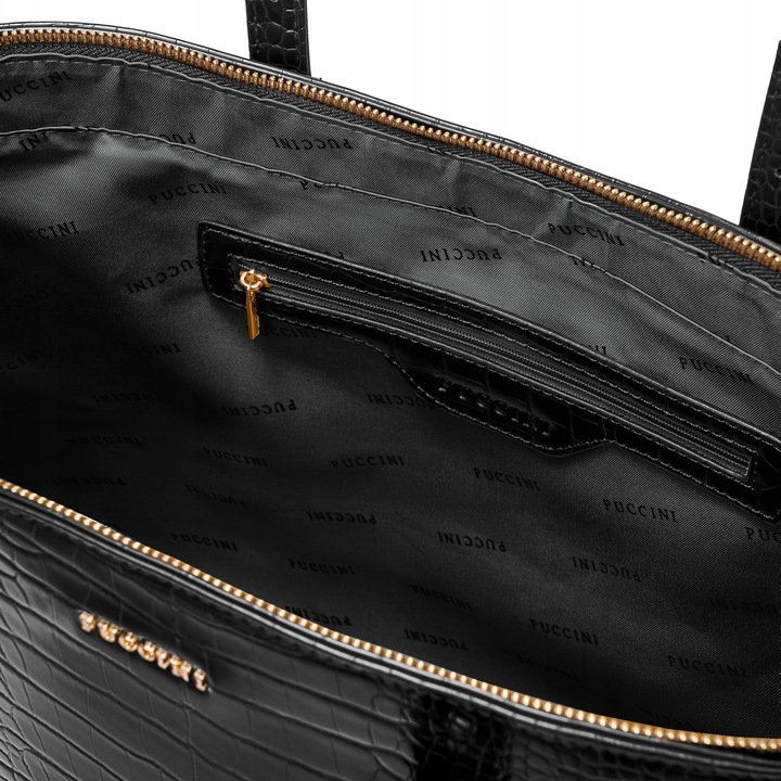 Torebka Damska Shopper Na Ramię PUCCINI Duża Mieści A4 Czarna BML054D-1