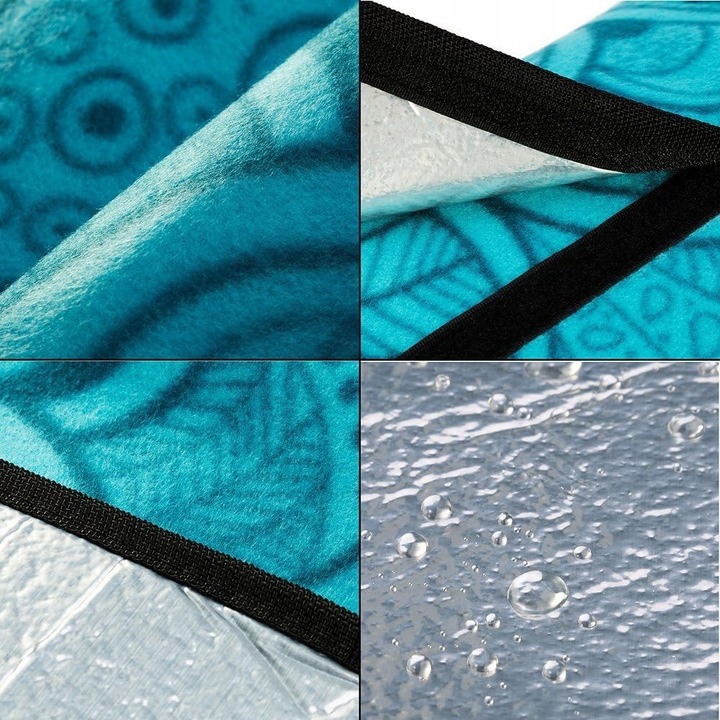 Koc Piknikowy z Uchwytem Izolacja Folia Termiczna Plażowy Mata 200x200cm