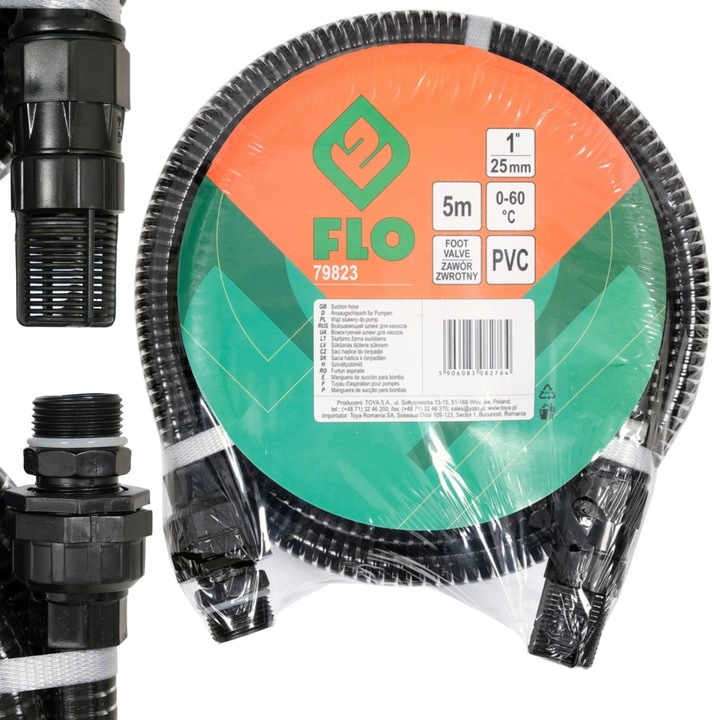 WĄŻ SSĄCY Z ZAWOREM I SITKIEM DO POMP 5m 1'' FLO 79823 HYDROFORÓW Z KOSZEM