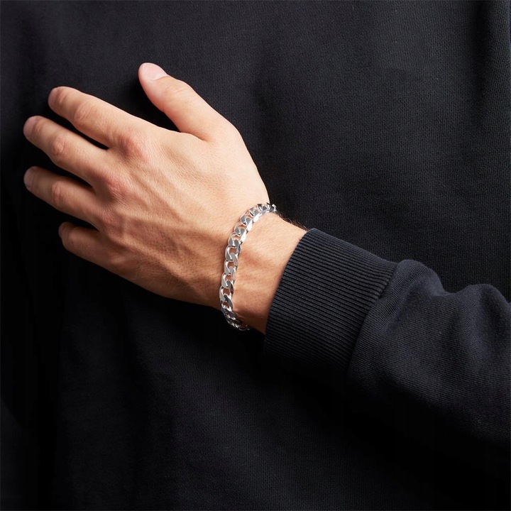 Srebrna Bransoletka Pancerka pr. 925 SREBRO Męska Diamentowana 6mm + GRATIS