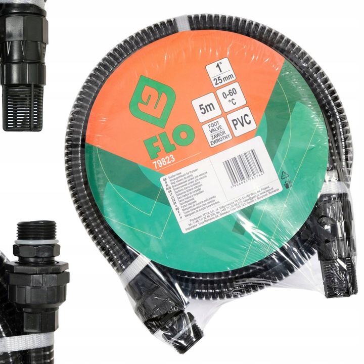 WĄŻ SSĄCY Z ZAWOREM I SITKIEM DO POMP 5m 1'' FLO 79823 HYDROFORÓW Z KOSZEM