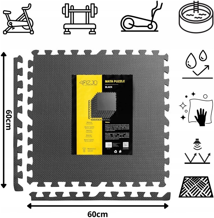 Mata piankowe puzzle pod sprzęt do ćwiczeń kwadratowe na siłownię prezent