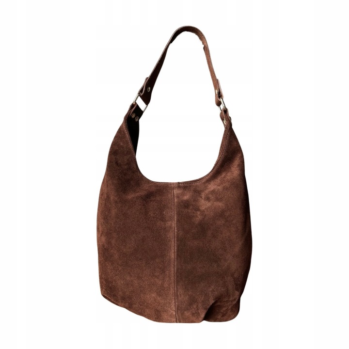 BRĄZOWA ZAMSZOWA TOREBKA WOREK CZEKOLADOWA TOREBKA ZAMSZ NATURALNY NA ZAMEK