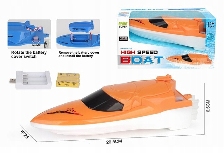 ŁÓDŹ ŁÓDKA MOTORÓWKA NA RADIO Z ŁADOWARKĄ ZDALNIE STEROWANA RC + PILOT