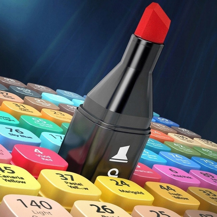 MARKERY ALKOHOLOWE 168szt. FLAMASTRY MAZAKI DWUSTRONNE PRO ZESTAW + TORBA