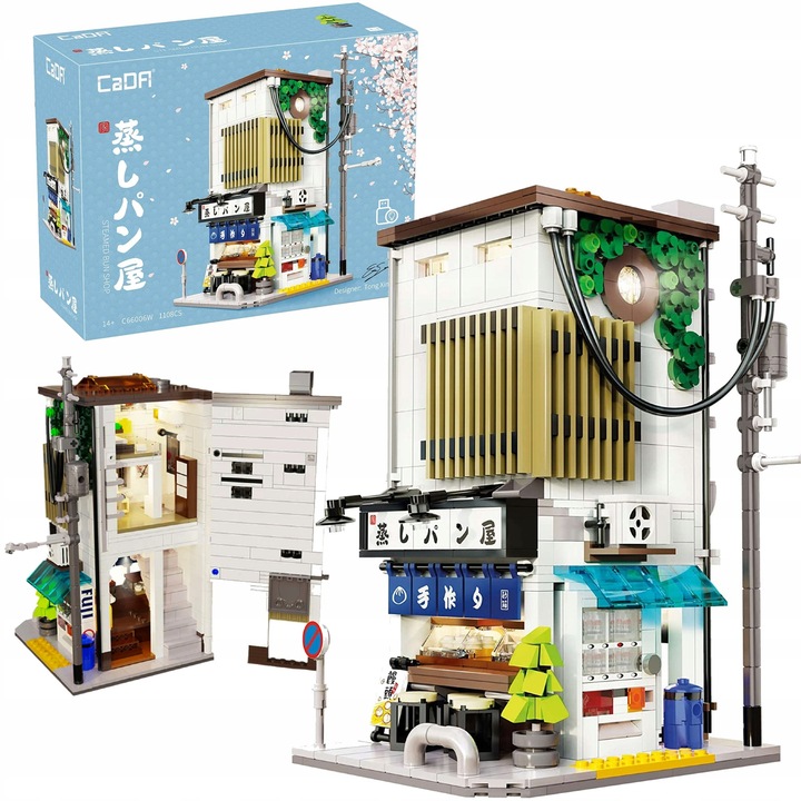 KLOCKI CADA JAPOŃSKI SKLEP Z BUŁKAMI BUN SHOP BUDYNEK ŚWIATŁO LED 1108 EL.