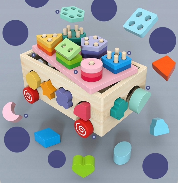 Drewniana kostka EDUKACYJNA SORTER KLOCKI 924