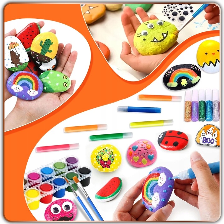 Kamienie do Malowania Zestaw dla Dzieci Farby Kreatywna Zabawka Rękodzieło