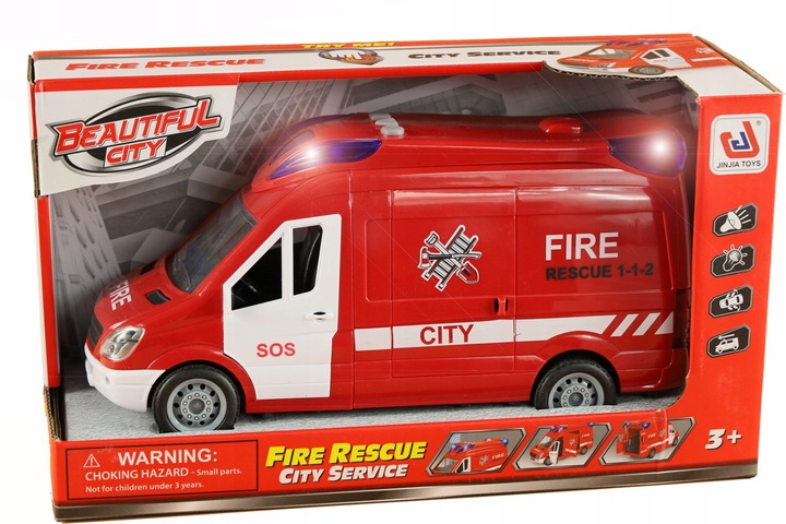 STRAŻ POŻARNA SAMOCHÓD ZABAWKA WÓZ AUTO STRAŻACKI POJAZD NAPĘD GUMOWE KOŁA