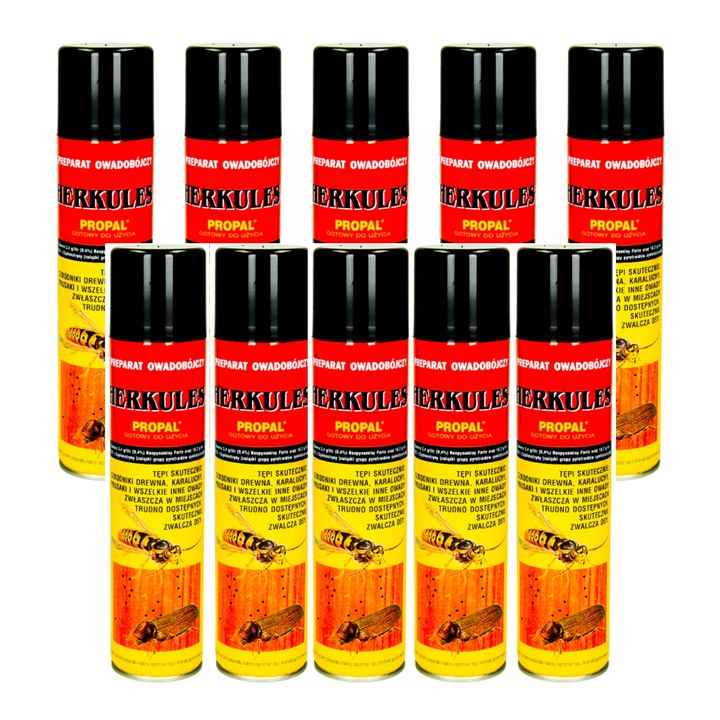 10x 300ml Preparat owadobójczy HERKULES PROPAL SPRAY karaluchy korniki osy