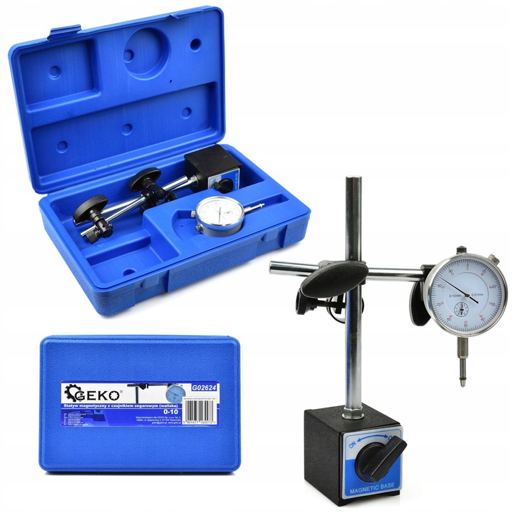 CZUJNIK ZEGAROWY + STATYW DO SPRAWDZANIA BICIA TARCZ W WALIZCE