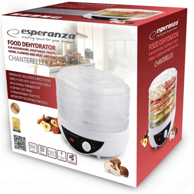 DUŻA MOCNA SUSZARKA DO GRZYBÓW OWOCÓW WARZYW ZIÓŁ 250W 5-SIT 8-PROGRAMÓW