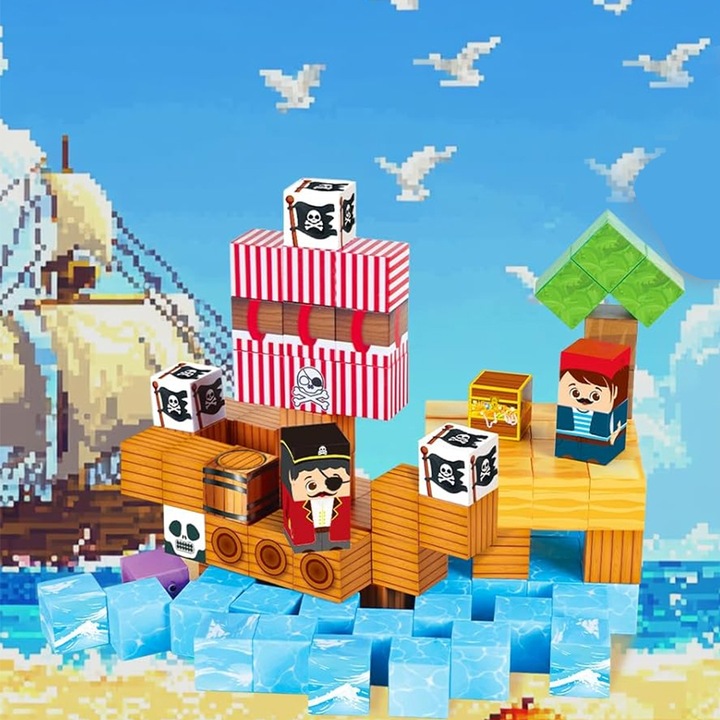 KLOCKI MAGNETYCZNE SZEŚCIANY DLA DZIECI 100 KLOCKÓW MODUŁY EDUKACYJNE STEM