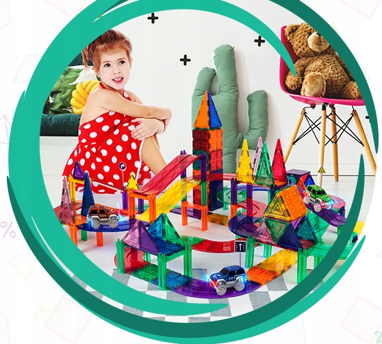 Tor magnetyczny samochodowy Picasso Tiles klocki magnetyczne 50 el duży