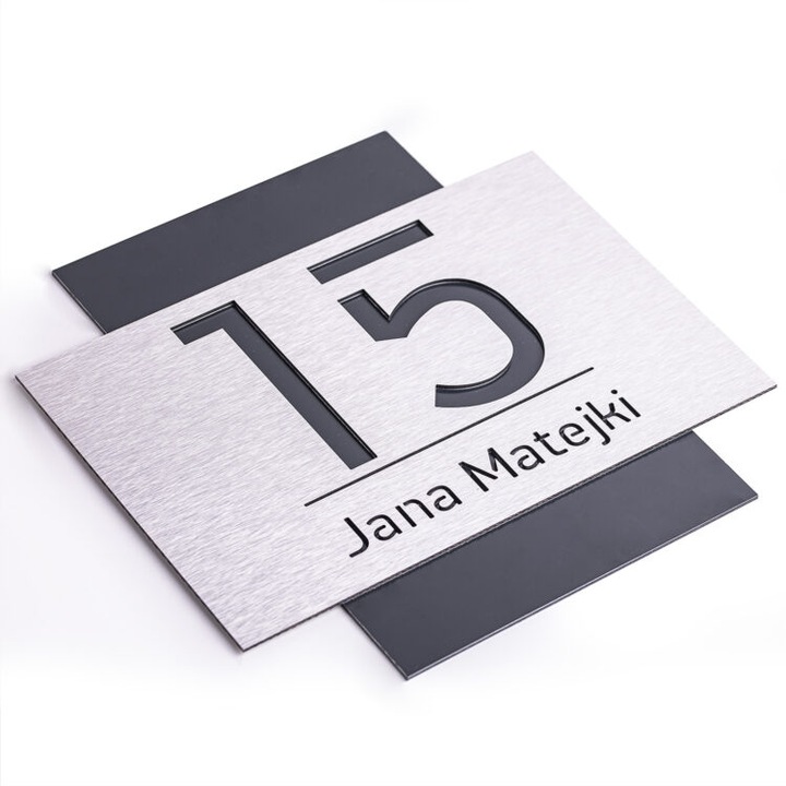 NOWOCZESNA TABLICZKA ADRESOWA Z NUMEREM DOMU ALUMINIUM 32x32cm NUMER NA DOM