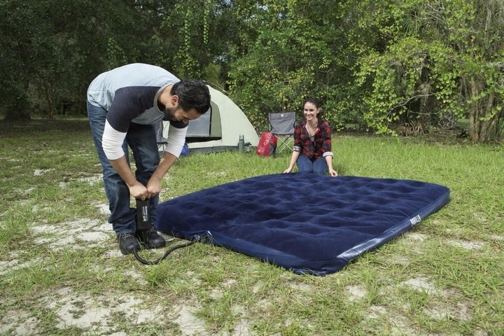 DUŻY MATERAC SZEROKI DMUCHANY 203 x 183 x 22 cm DWUOSOBOWY POMPOWANY