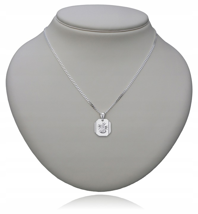 Medalik Komunijny Łańcuszek Srebrny Matka Boska do Komunii Chrztu Srebro