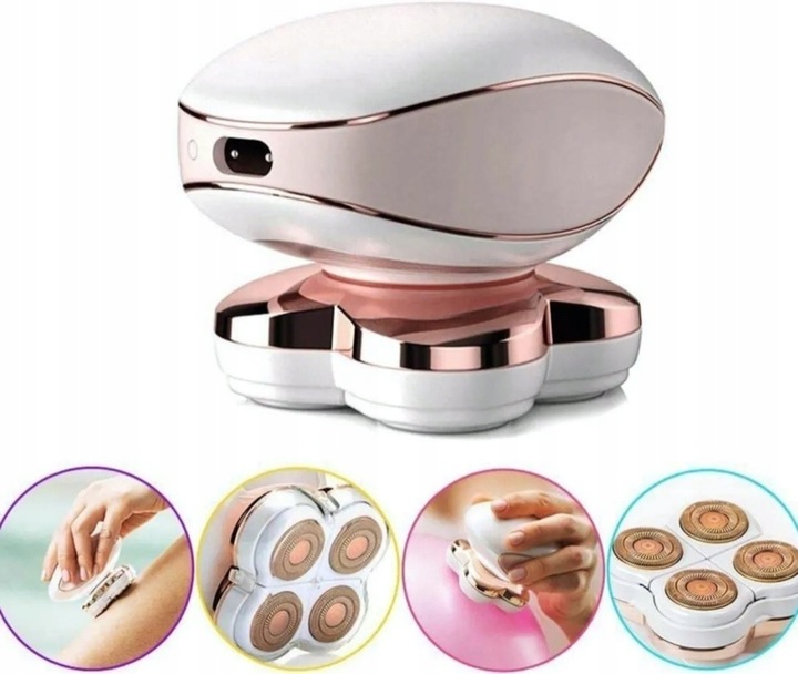 DEPILATOR DO CIAŁA GOLARKA DAMSKA MASZYNKA 4 GŁOWICE ZASILANIE USB LED