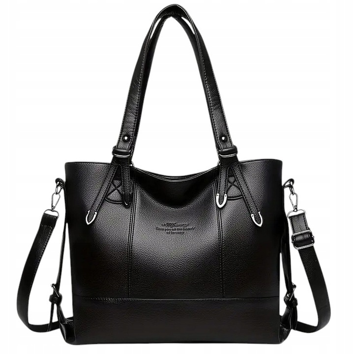 Torebka CZARNA Damska Duża A4 Miejska Pojemna Skóra Ekologiczna TORBA