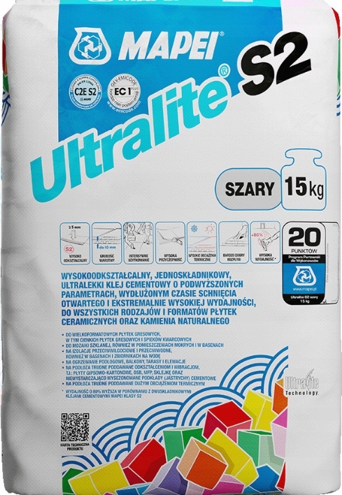 Klej do płytek wielkoformat kamienia spieków Mapei ULTRALITE S2 FLEX 15kg