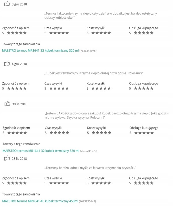 MAESTRO termos 450ml MR1641-45 kubek termiczny