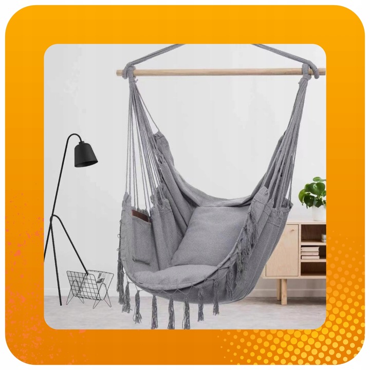 Fotel Brazylijski + Mocowanie Sufitowe Hamak Huśtawka Wiszący Ogrodowa 120k