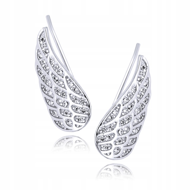 Kolczyki Srebro 925 Skrzydła Nausznice Grawer