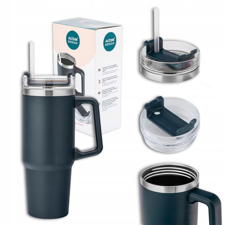 Kubek termiczny bidon butelka termiczna do samochodu ze słomką Altom 880 ml
