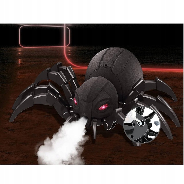 OGROMNY PAJĄK ZDALNIE STEROWANY ROZPYLA MGŁĘ ZIEJE PARĄ OCZY LED PILOT R/C