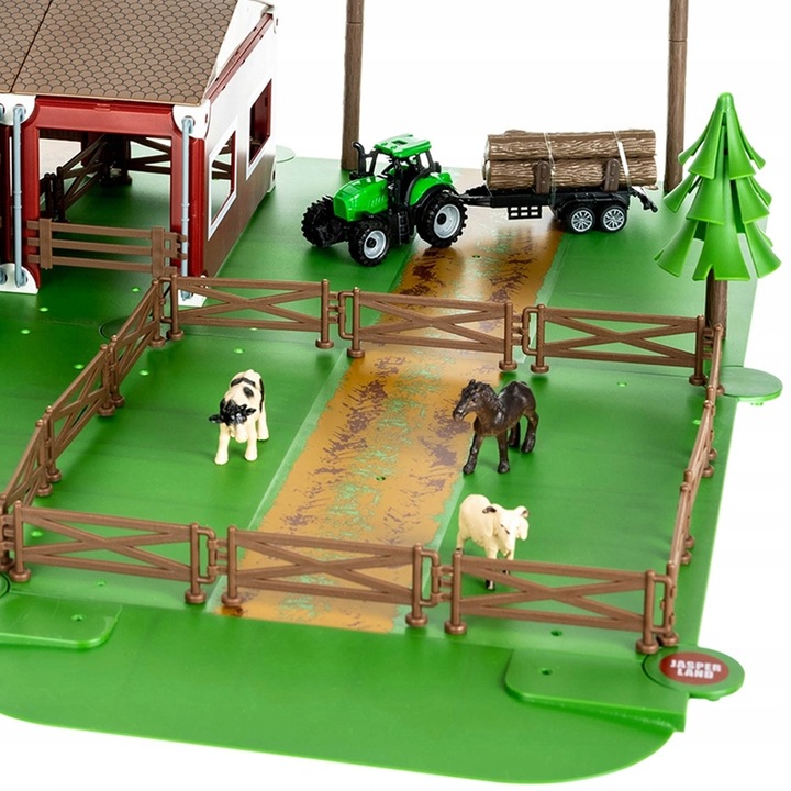 Traktor z Przyczepą Zestaw Dla Dzieci Farma Gospodarstwo Zwierzęta Stodoła