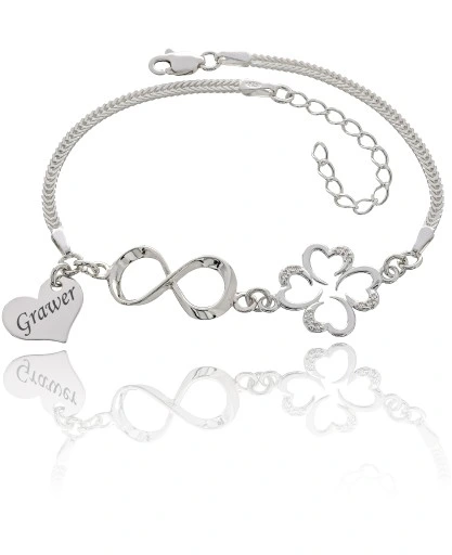 Bransoletka srebrna Koniczynka Infinity Serce