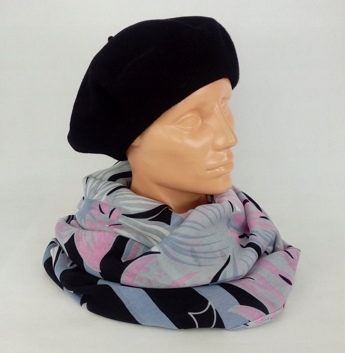 96 Klasyczny BERET FEZKO CZARNY rozm. 11,5 (duży)