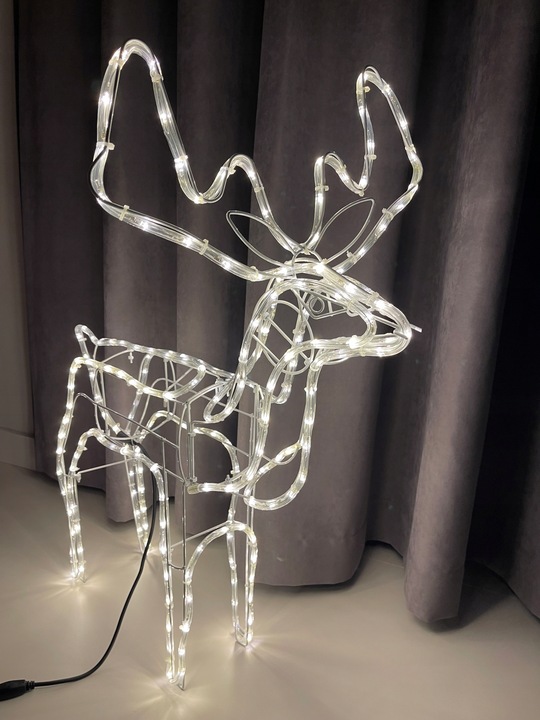 RENIFER ŚWIECĄCY LED DUŻY Z RUCHOMĄ GŁOWĄ BIAŁY CIEPŁY IP44 ZEWNĘTRZNY