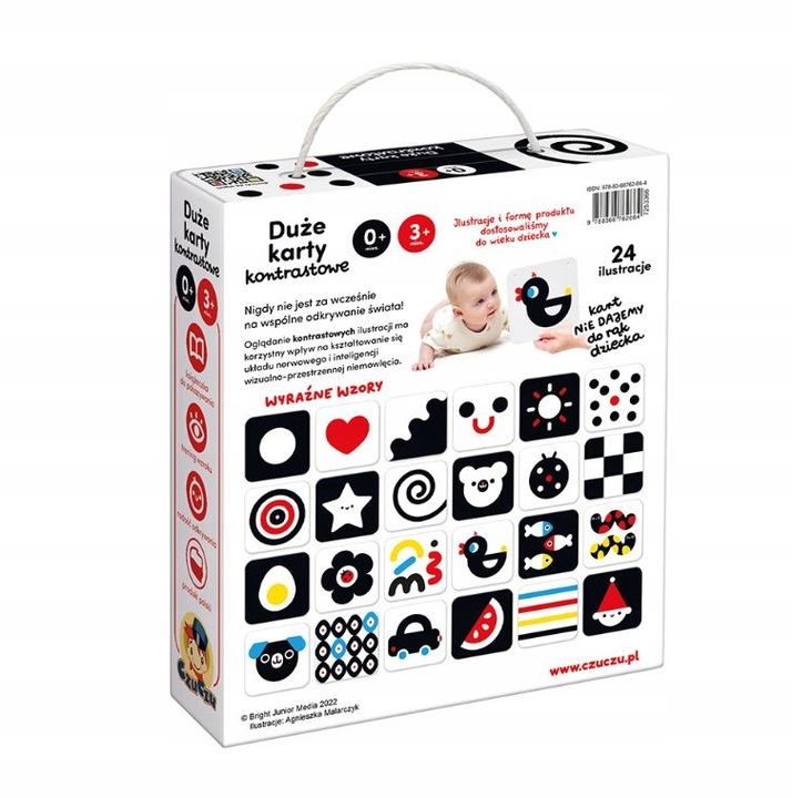 CzuCzu Karty Kontrastowe Książeczki na Sznureczku dla Malucha 0m+ 3m+