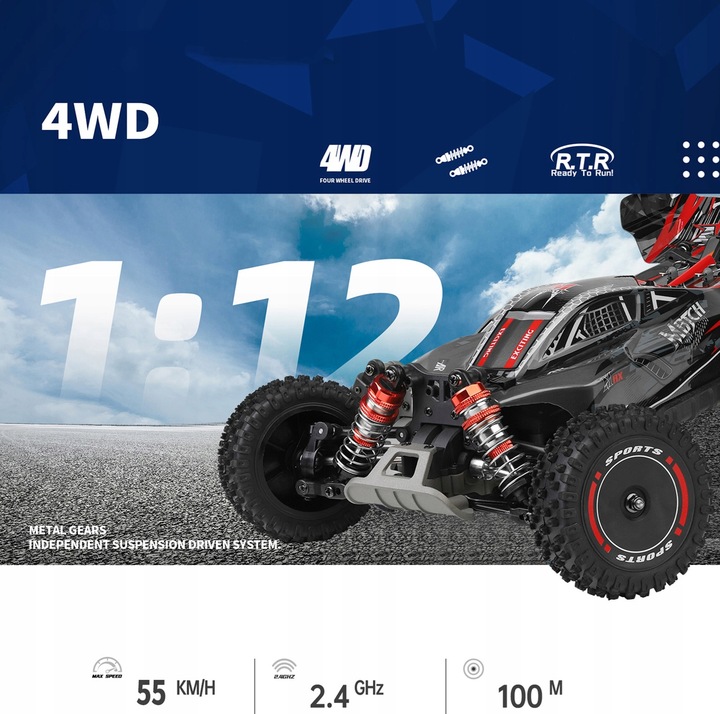 Pojazd kompletny WLtoys 124010 1:12 55km/h samochód zdalnie sterowany