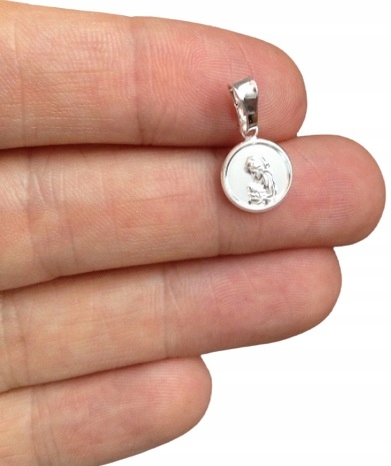 Łańcuszek srebrny medalik Matka Boska z Dzieciątkiem (na PREZENT Komunia)