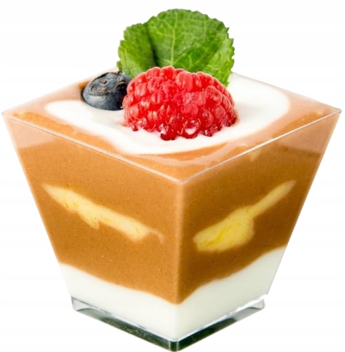 Zestaw Pojemniki piramidki na desery deserki mini 200ml + łyżeczki 50 kompl