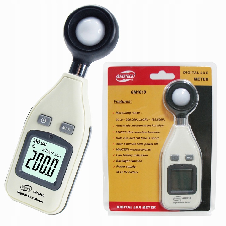 LUKSOMIERZ LUXOMETR MIERNIK NATĘŻENIA ŚWIATŁA OŚWIETLENIA ŚWIATŁOMIERZ LCD