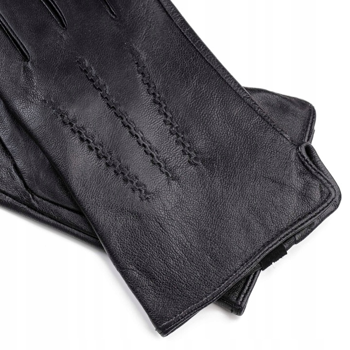 Skórzane klasyczne czarne rękawice męskie S