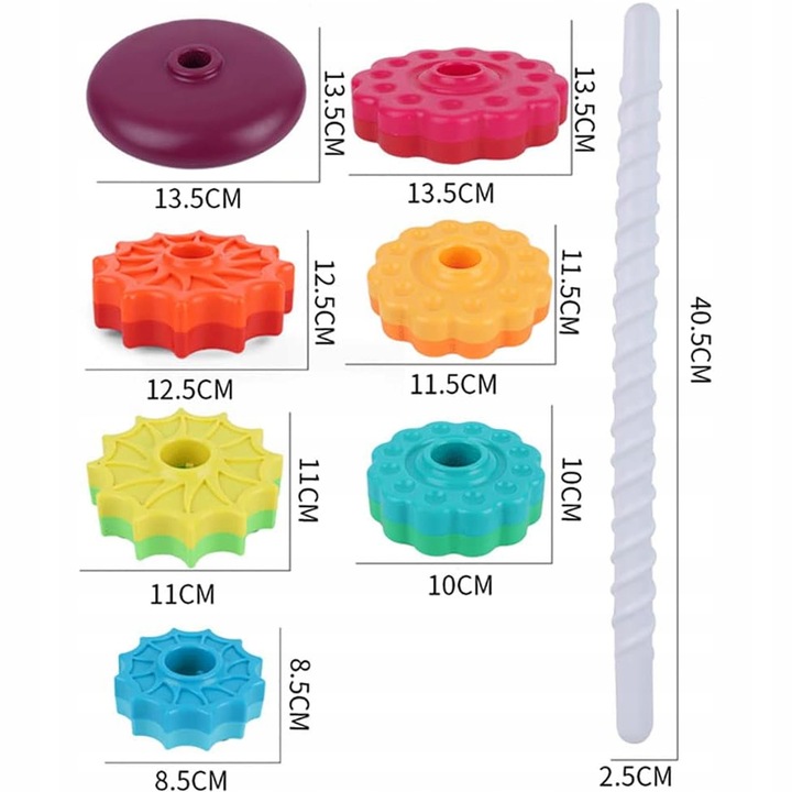 EDUKACYJNA PIRAMIDKA ZAKRĘCONA WIEŻA UKŁADANKA WOOPIE BABY