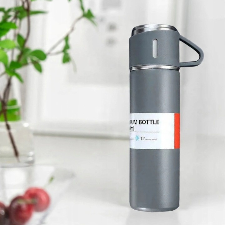 ELEGANCKI TERMOS PRÓŻNIOWY Z KUBKIEM PREZENT DLA MĘŻCZYZNY 3 KUBKI + TORBA