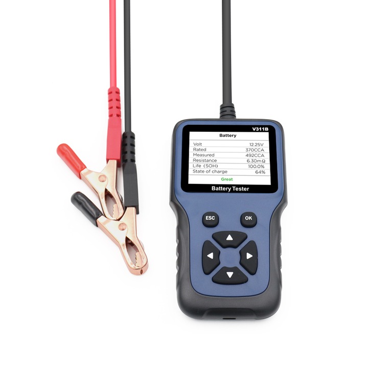 TESTER SKANER MIERNIK CYFROWY AKUMULATORÓW BATERII USB C 12V LCD 10 - 250AH