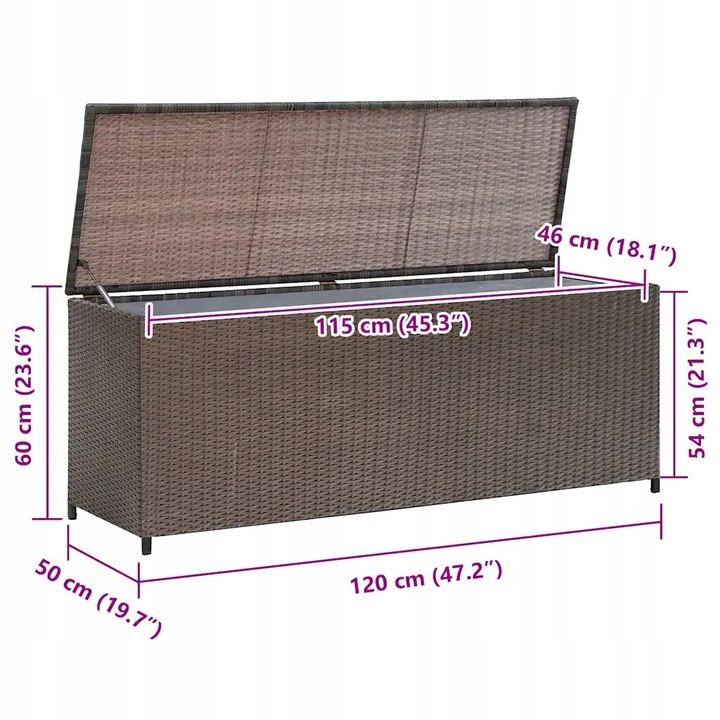 Skrzynia ogrodowa technorattan 360 l brązowy