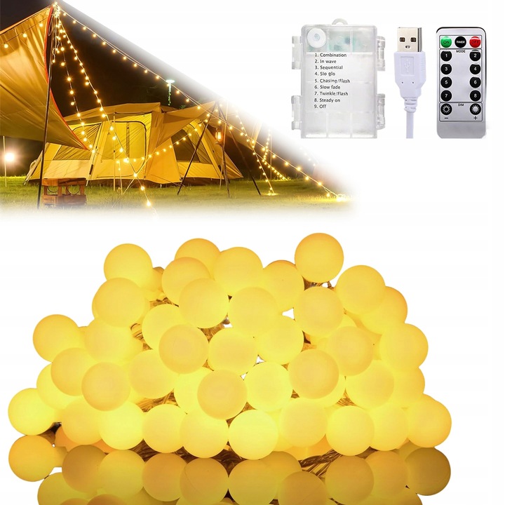 13M 100LED Lampki Świąteczne Światełka Choinkowe Ciepłe Zewnętrzne Blask