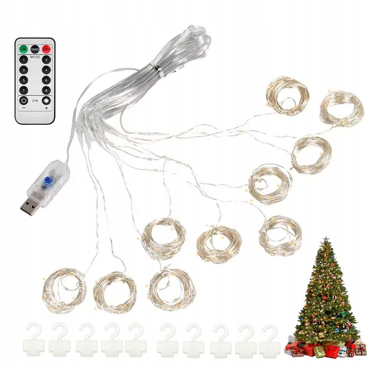 KURTYNA ŚWIETLNA Z 300 LAMPKAMI LED DO DEKORACJI POKOJU I OKNA