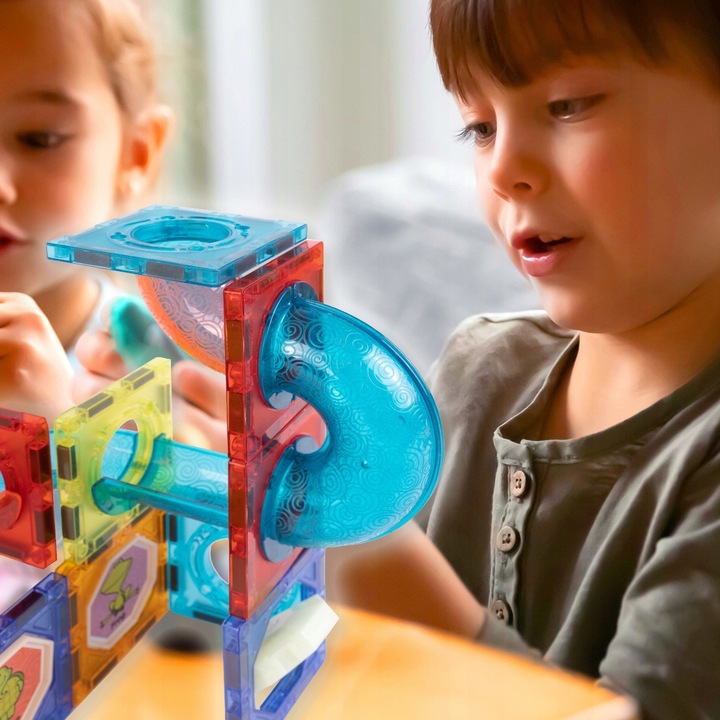 KLOCKI MAGNETYCZNE KONSTRUKCYJNE ŚWIECĄCY TOR Dla Dzieci MAGNETIC TILES 75