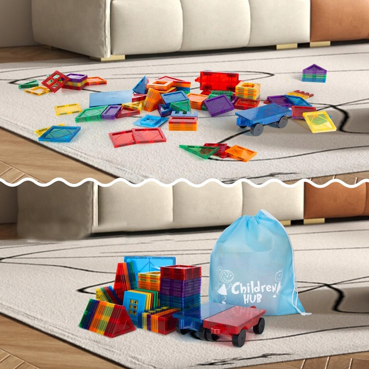 KLOCKI MAGNETYCZNE 3D 100 ELEMENTÓW KOLOROWE EDUKACYJNE ZESTAW DLA DZIECI