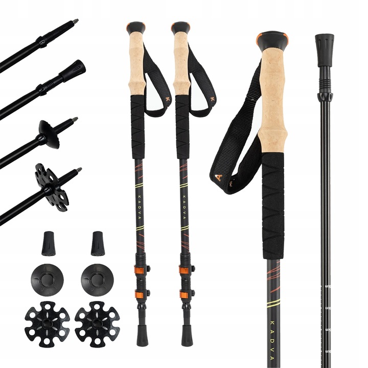 Kije turystyczne KADVA Kibo pomarańczowy 65-135cm SYSTEM QUICK LOCK
