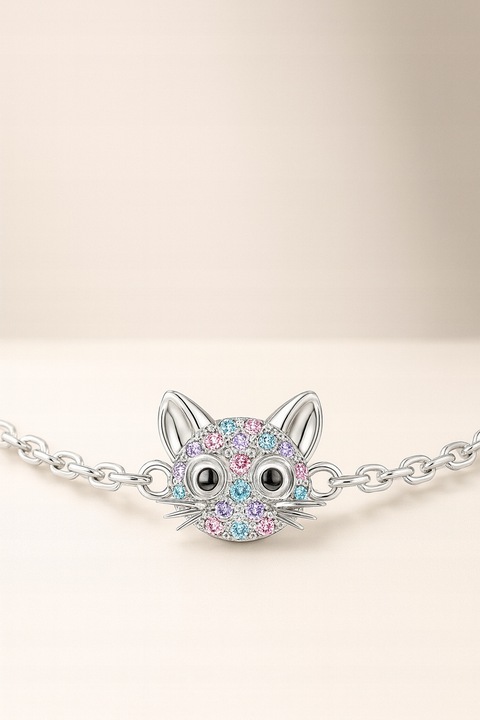 Srebrna bransoletka kotek dla dziewczynki srebro próba 925